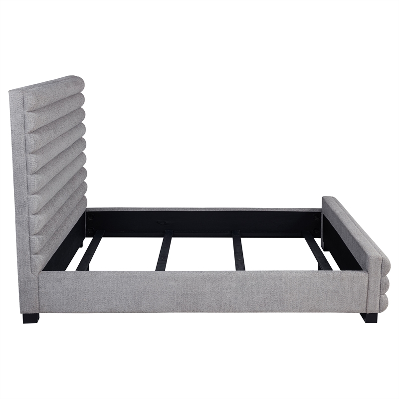 Pemberly Row 58-Inch Boucle Upholstered Queen Bed in Grey Finish