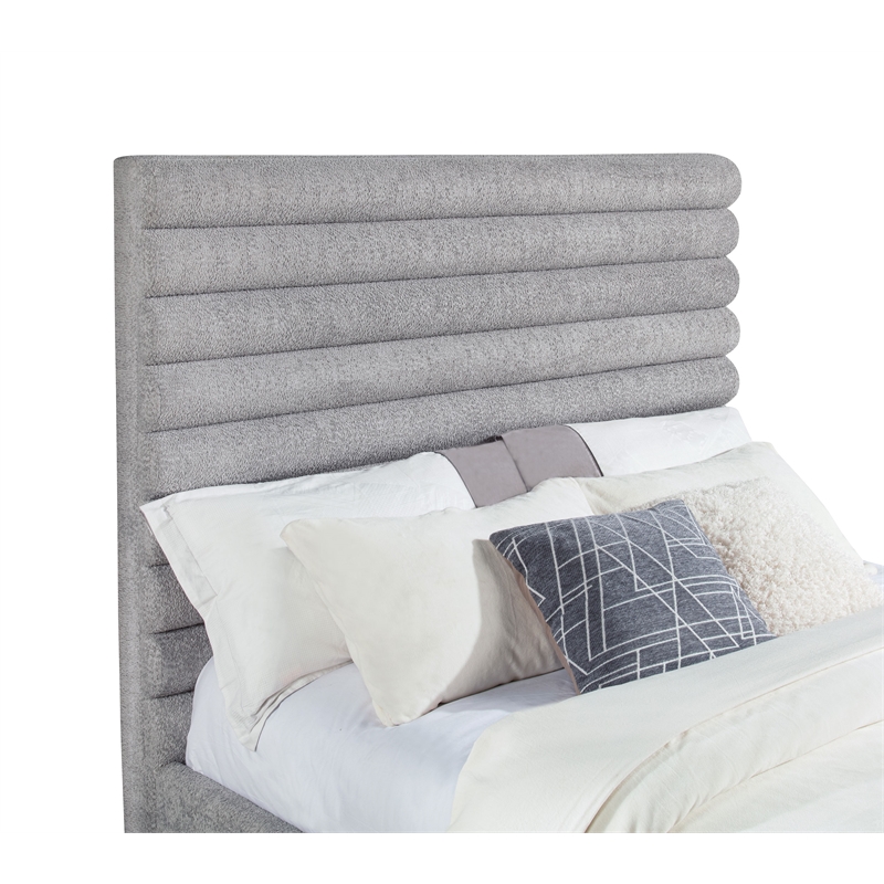 Pemberly Row 58-Inch Boucle Upholstered Queen Bed in Grey Finish