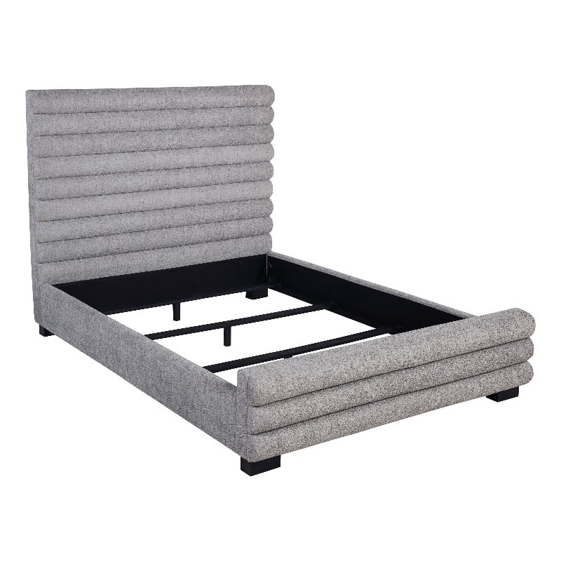 Pemberly Row 58-Inch Boucle Upholstered Queen Bed in Grey Finish