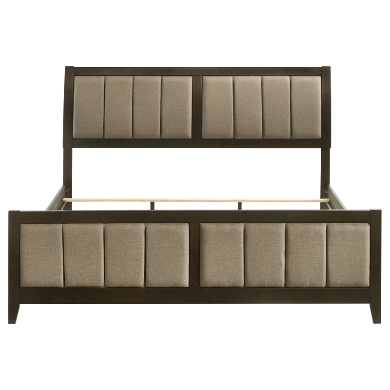 Pemberly Row 51-Inch Upholstered Eastern King Bed in Dark Cocoa