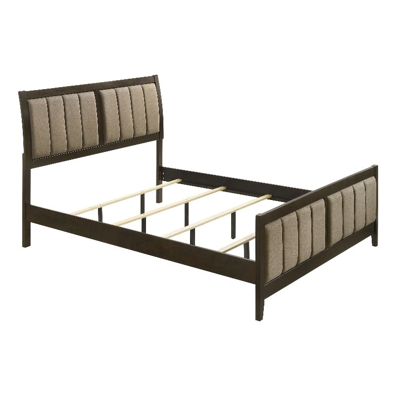 Pemberly Row 51-Inch Upholstered Eastern King Bed in Dark Cocoa