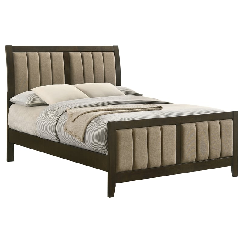Pemberly Row 51-Inch Upholstered Full Panel Bed in Dark Cocoa