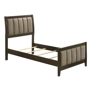 Pemberly Row 51-Inch Upholstered Twin Panel Bed in Dark Cocoa