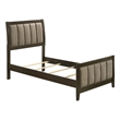 Pemberly Row 51-Inch Upholstered Twin Panel Bed in Dark Cocoa