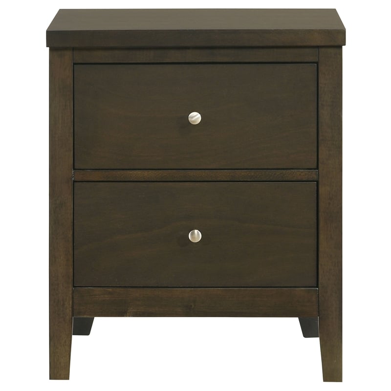 Pemberly Row 2-Drawer Nightstand with Brushed Nickel in Dark Cocoa