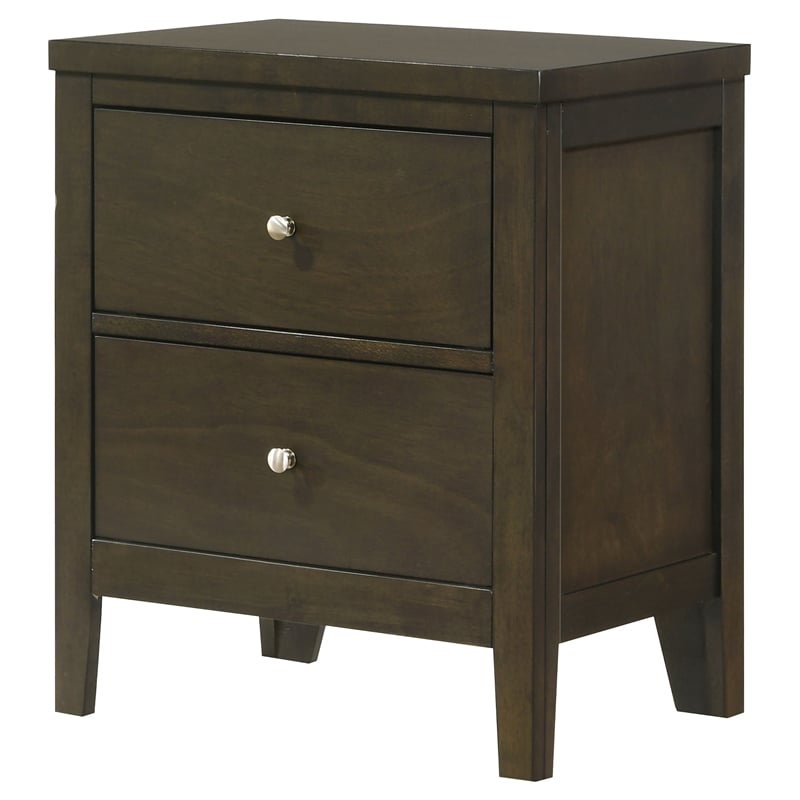 Pemberly Row 2-Drawer Nightstand with Brushed Nickel in Dark Cocoa