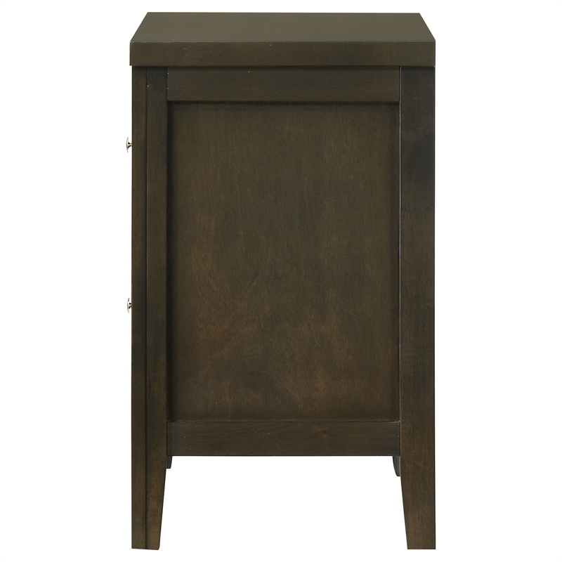 Pemberly Row 2-Drawer Nightstand with Brushed Nickel in Dark Cocoa