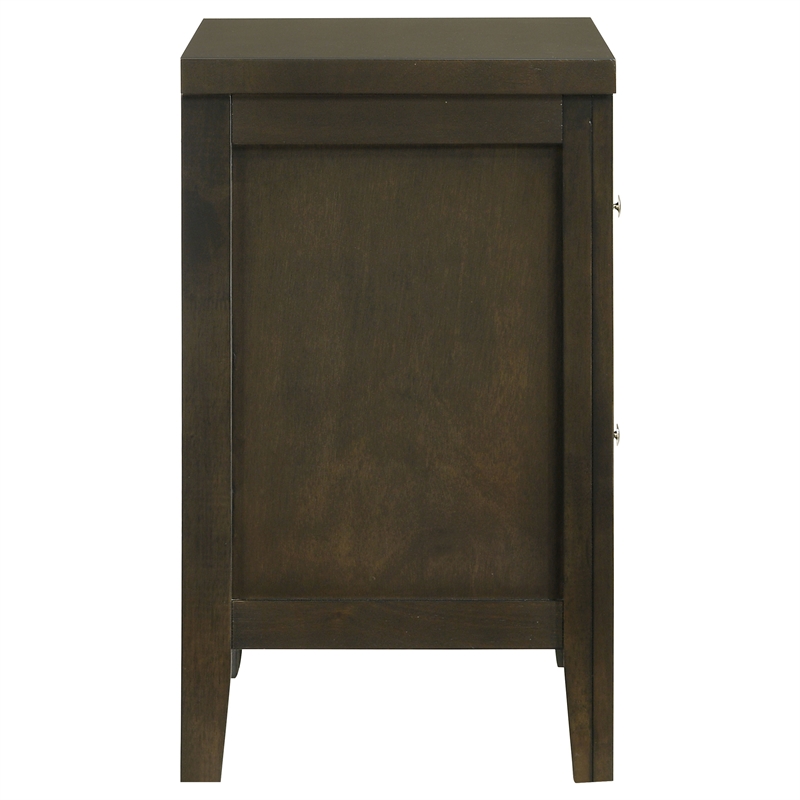 Pemberly Row 2-Drawer Nightstand with Brushed Nickel in Dark Cocoa