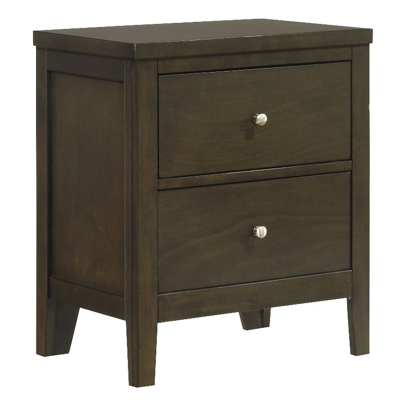Pemberly Row 2-Drawer Nightstand with Brushed Nickel in Dark Cocoa