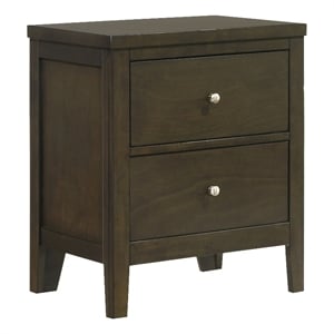 Pemberly Row 2-Drawer Nightstand with Brushed Nickel in Dark Cocoa