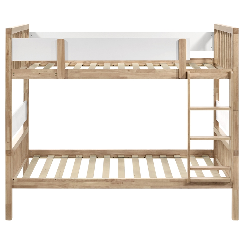 Pemberly Row Wood Convertible Twin Over Twin Bunk Bed in Natural