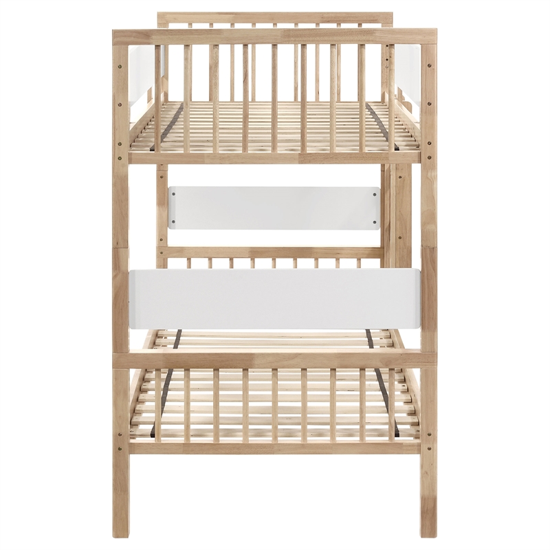 Pemberly Row Wood Convertible Twin Over Twin Bunk Bed in Natural