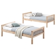Pemberly Row Wood Convertible Twin Over Twin Bunk Bed in Natural