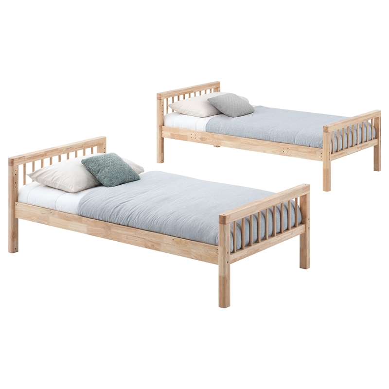 Pemberly Row Wood Convertible Twin Over Twin Bunk Bed in Natural