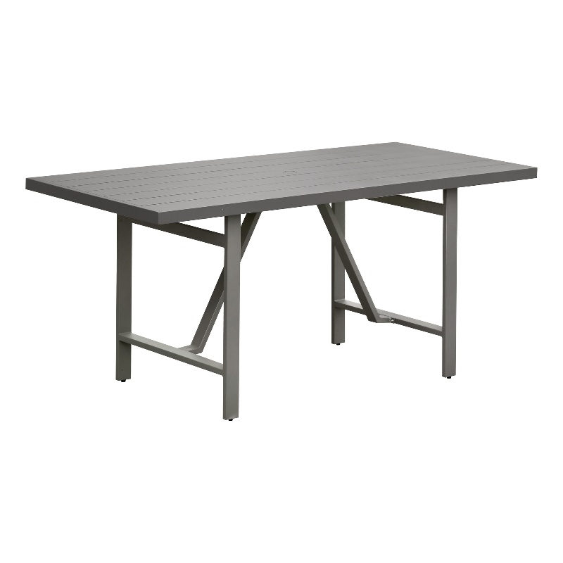 Pemberly Row Powder-Coated Aluminum Outdoor Counter Table in Mocha