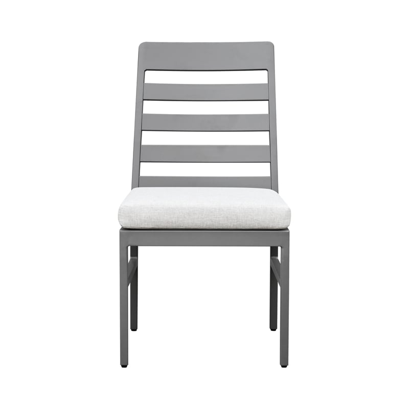 Pemberly Row Aluminum Ladder Back Outdoor Side Chair in Mocha