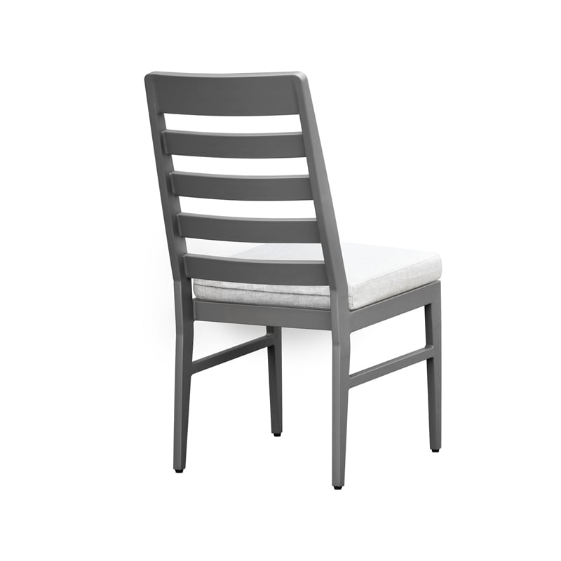 Pemberly Row Aluminum Ladder Back Outdoor Side Chair in Mocha