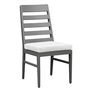 Pemberly Row Aluminum Ladder Back Outdoor Side Chair in Mocha