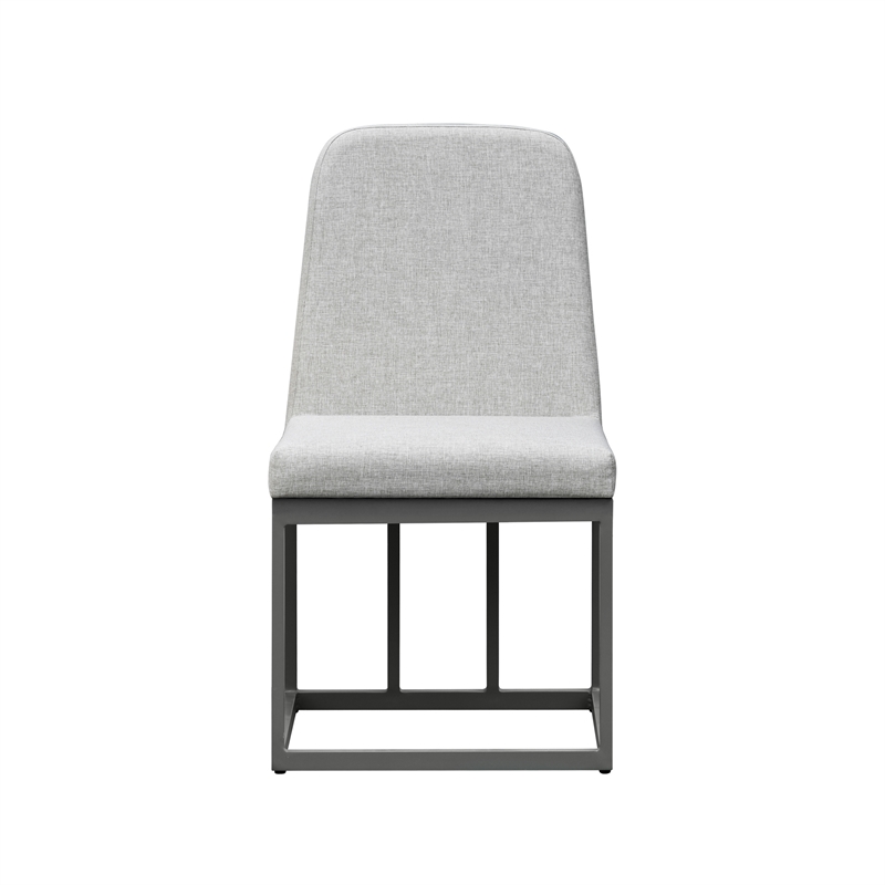 Pemberly Row Upholstered Aluminum Outdoor Dining Side Chair in Mocha
