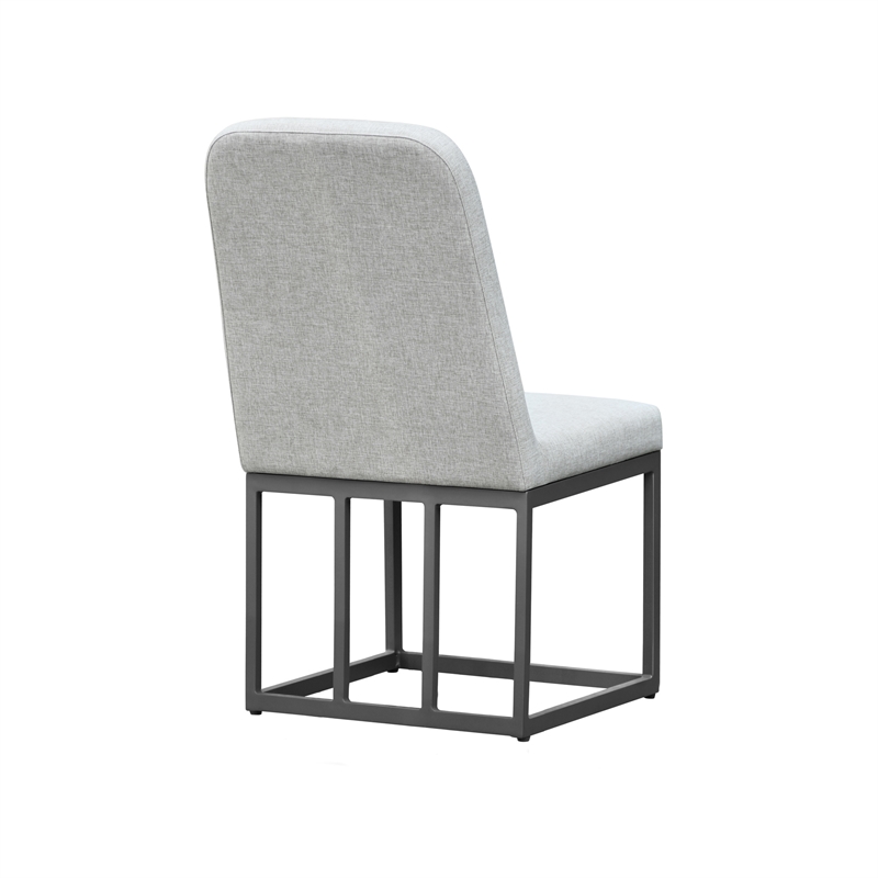 Pemberly Row Upholstered Aluminum Outdoor Dining Side Chair in Mocha