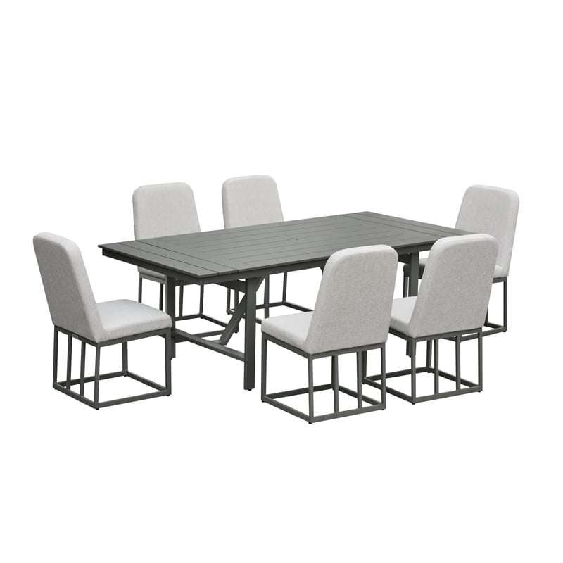 Pemberly Row Upholstered Aluminum Outdoor Dining Side Chair in Mocha