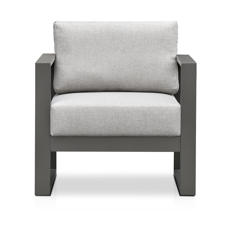 Pemberly Row Powder-Coated Aluminum Outdoor Dining Chair in Mocha
