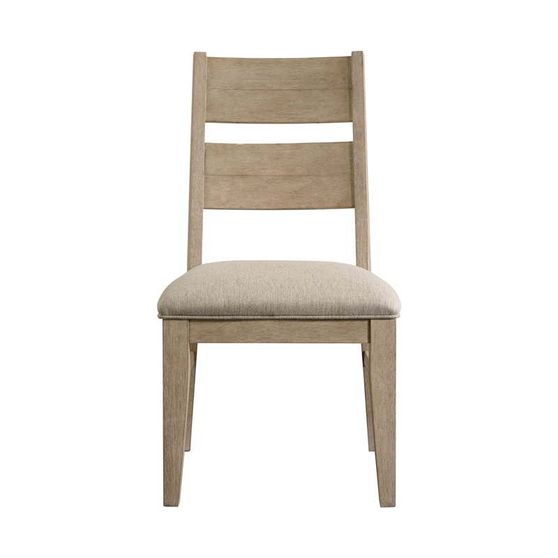 Pemberly Row Solid Spruce Wood Panel Back Dining Chair in Weathered Sand