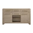 Pemberly Row Solid Spruce Wood Sideboard with Outlet in Weathered Sand