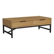 Pemberly Row Oak Veneer 2-Drawer Coffee Table in Natural Oak