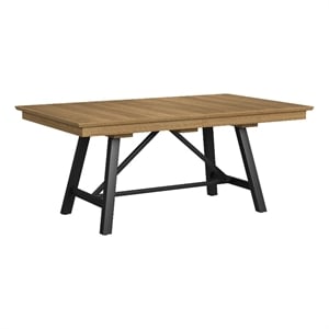 Pemberly Row Oak Veneer Trestle Table with 20&quot Leaf in Natural Oak