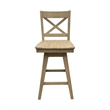 Pemberly Row Solid Wood X-Back Swivel Counter Barstool in Natural