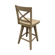 Pemberly Row Solid Wood X-Back Swivel Counter Barstool in Natural