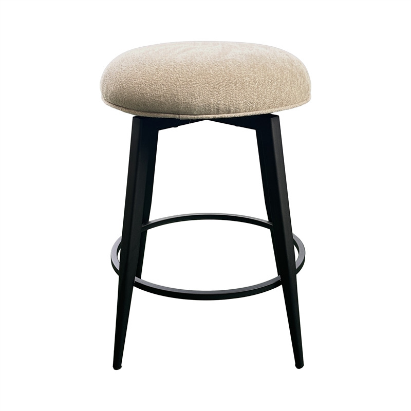 Pemberly Row Metal Base Backless Swivel Barstool in Champagne