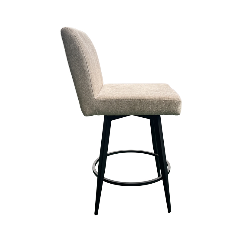 Pemberly Row Metal Base Parsons Seat Swivel Barstool in Champagne