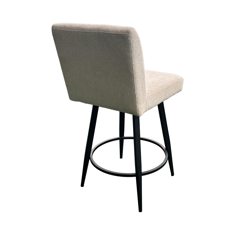 Pemberly Row Metal Base Parsons Seat Swivel Barstool in Champagne