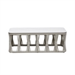 Pemberly Row Aluminum Outdoor Coffee Table with Stone Top in White