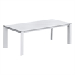 Pemberly Row Aluminum Outdoor Dining Table with Stone Top in White