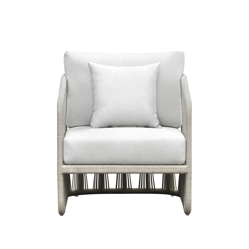 Pemberly Row Cushioned Aluminum Outdoor Patio Chair in White