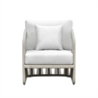 Pemberly Row Cushioned Aluminum Outdoor Patio Chair in White
