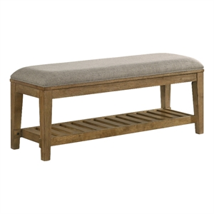 Pemberly Row Cushioned Solid Rubberwood Bedroom Bench in Maple