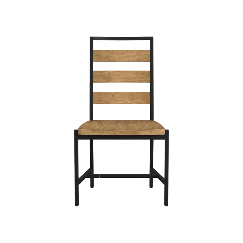 Pemberly Row Oak Veneer Ladder Back Dining Chair in Natural Oak