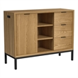 Pemberly Row Oak Veneer 3-Drawer Dining Sideboard in Natural Oak