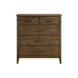 Pemberly Row 5-Drawer Solid Rubberwood Bedroom Chest in Walnut