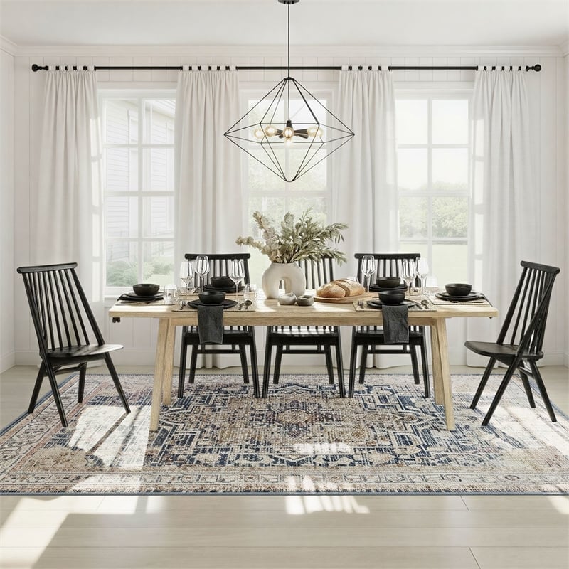 Pemberly Row Solid Oak Fixed-Top Leg Dining Table in Antique Oak