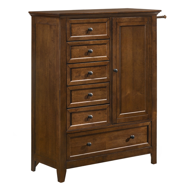 Pemberly Row Youth 6-Drawer Solid Rubberwood Chifferobe in Tuscan