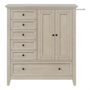 Pemberly Row Youth 6-Drawer Rubberwood Chifferobe in Rustic White