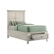 Pemberly Row Solid Rubberwood Twin Storage Youth Bed in Rustic White