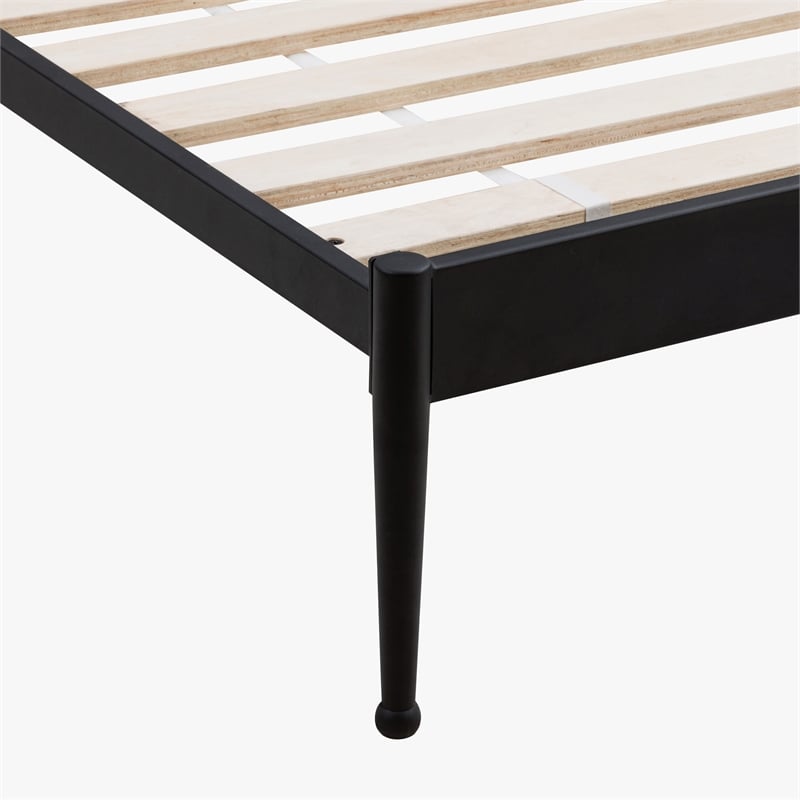 Pemberly Row Vintage Powder-Coated King Metal Bed in Matte Black