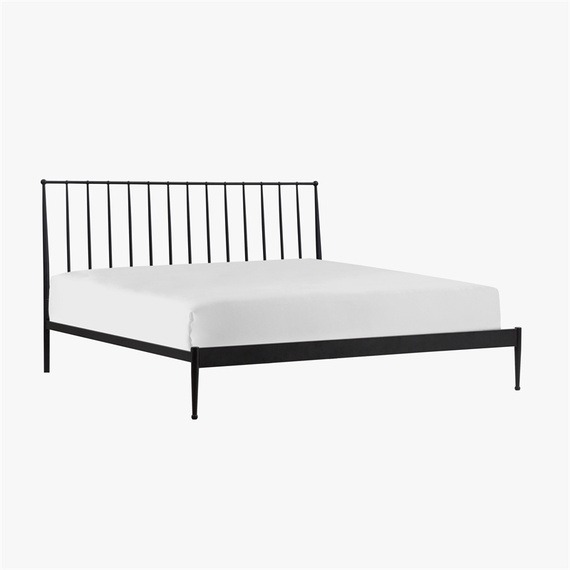 Pemberly Row Transitional Powder-Coated King Metal Bed in Matte Black