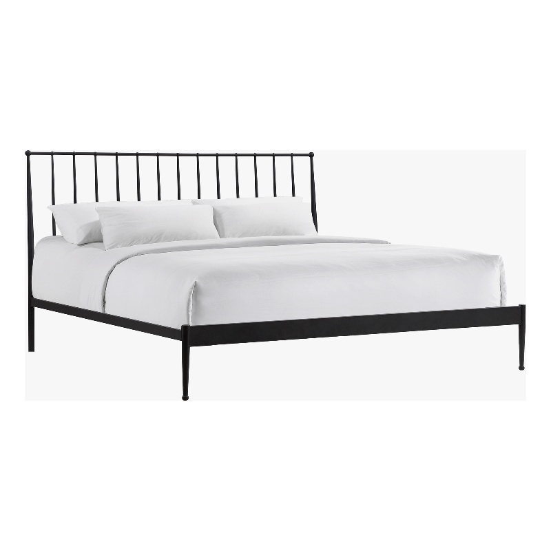 Pemberly Row Transitional Powder-Coated King Metal Bed in Matte Black